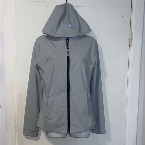 SAVE THE DUCK Light Grey Kathrine Rain Jacket Windbreaker-M NWT! - Picture 1 of 11